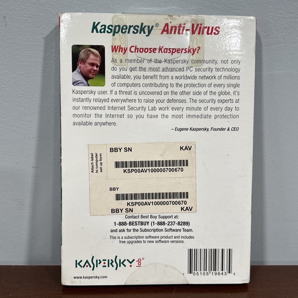 Kasperslab Anti-Virus Software PC Protection Netbook Compatible New Sealed - Picture 2 of 5